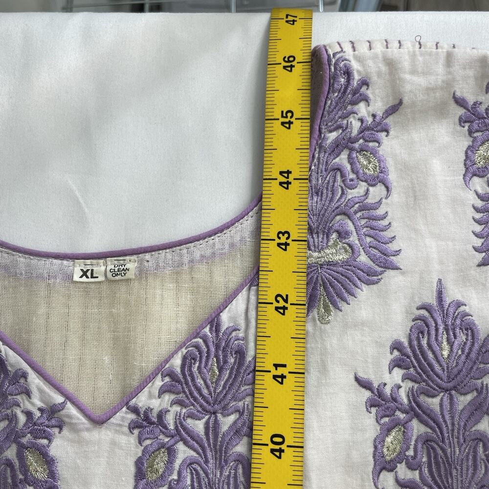 Boho Women's Purple Embroidered Kurta Dress Size‎ XL Indian Textiles Cottagecore - Picture 11 of 11